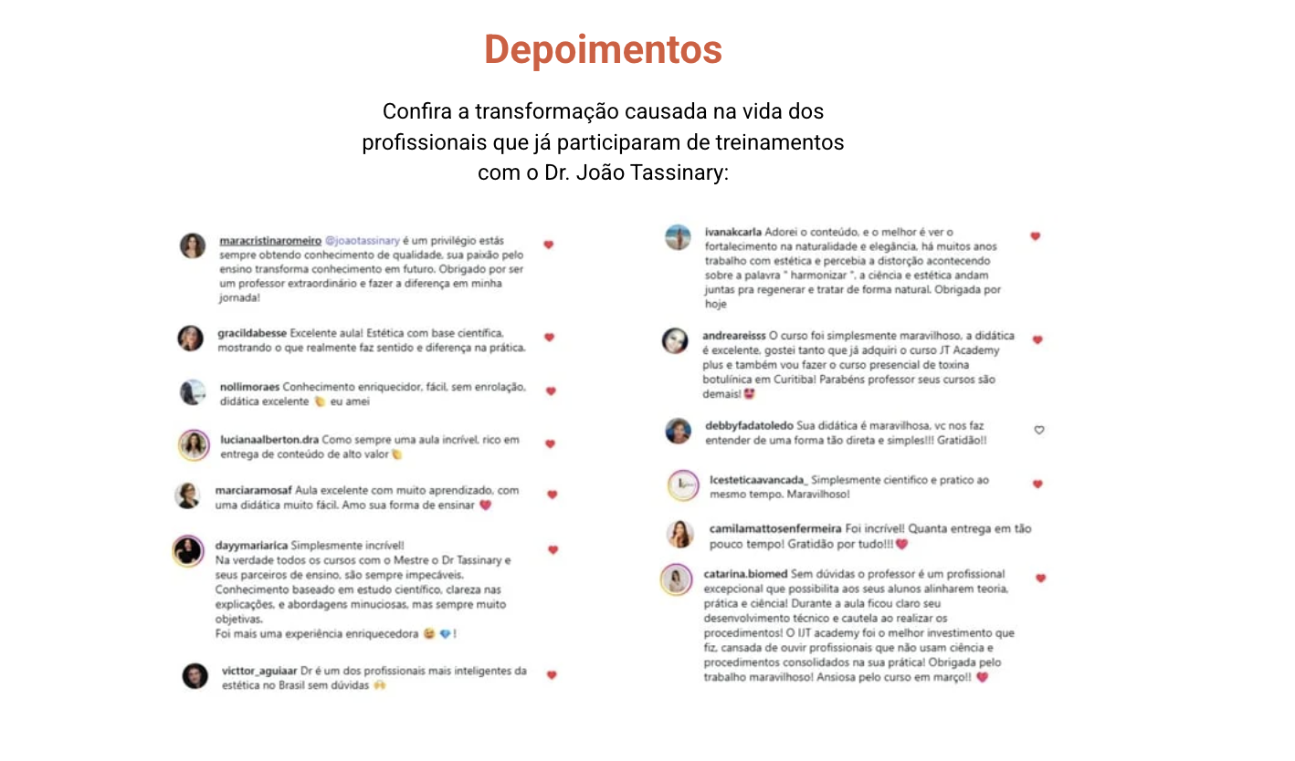 Depoimentos de alunos